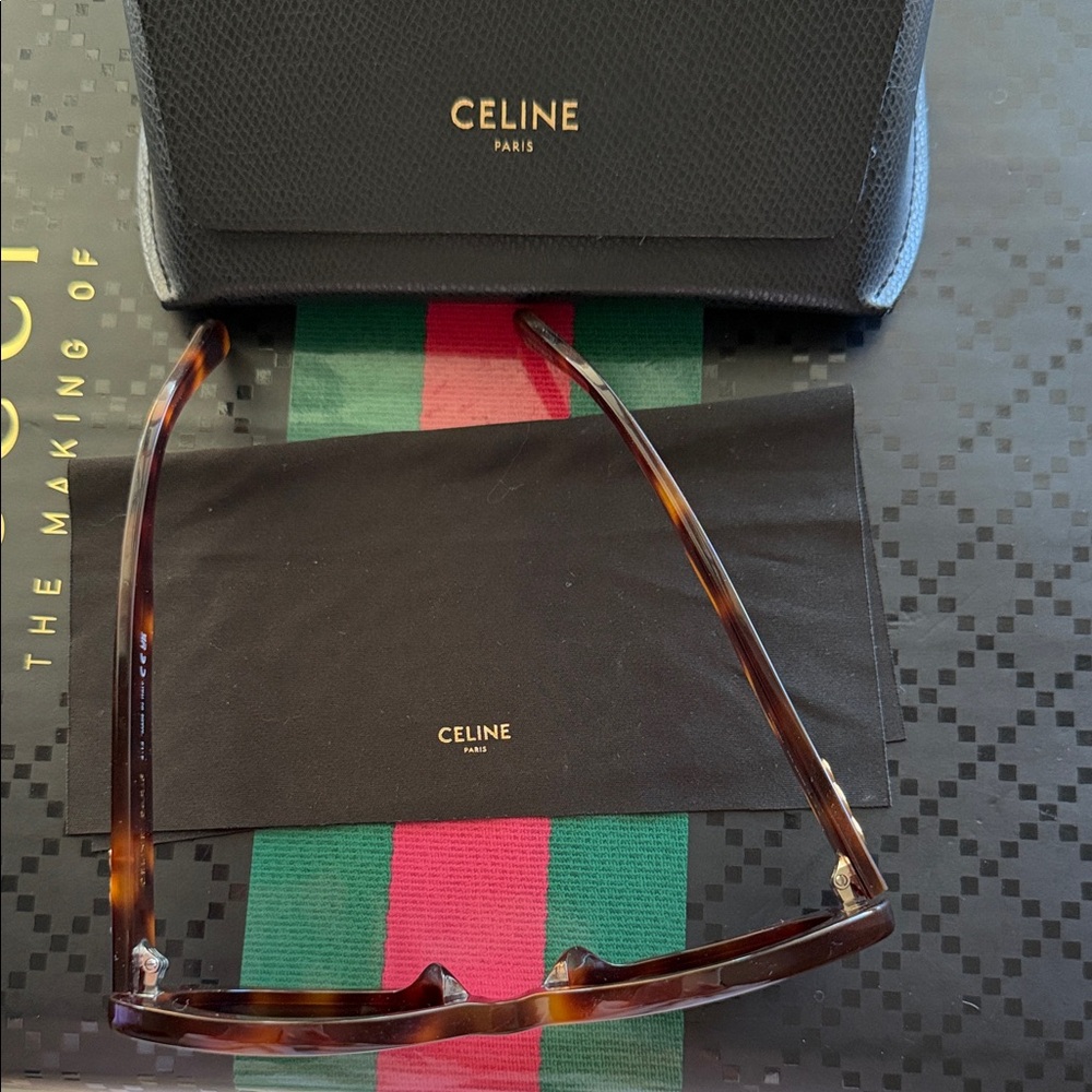 Celine Triomphe Tortoise Shell Oval Sunglasses - image 8